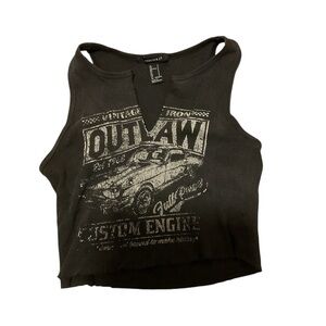 Fashion Nova Black Graphic Crop Top